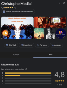 AVIS GOOGLE Christophe Medici